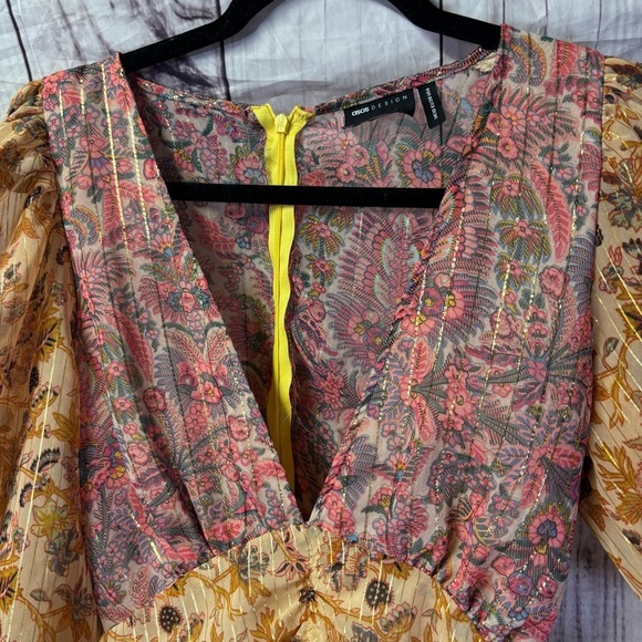 ASOS Floral Puff Sleeve Dress with shirred skirt 6 - Picture 4 of 7